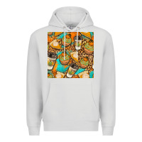 Dove Grey autumn cupcakes seamless pattern Premium Hoodie - BundleAndBundleShop