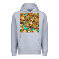Heather Grey autumn cupcakes seamless pattern Premium Hoodie - BundleAndBundleShop