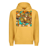 Mustard autumn cupcakes seamless pattern Premium Hoodie - BundleAndBundleShop