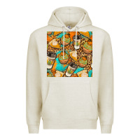 Oatmeal Heather autumn cupcakes seamless pattern Premium Hoodie - BundleAndBundleShop