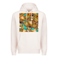 Pale Pink autumn cupcakes seamless pattern Premium Hoodie - BundleAndBundleShop