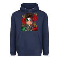 Navy Mexicana Latina messy bun Heavyweight Hoodie - RanaPortraitStore