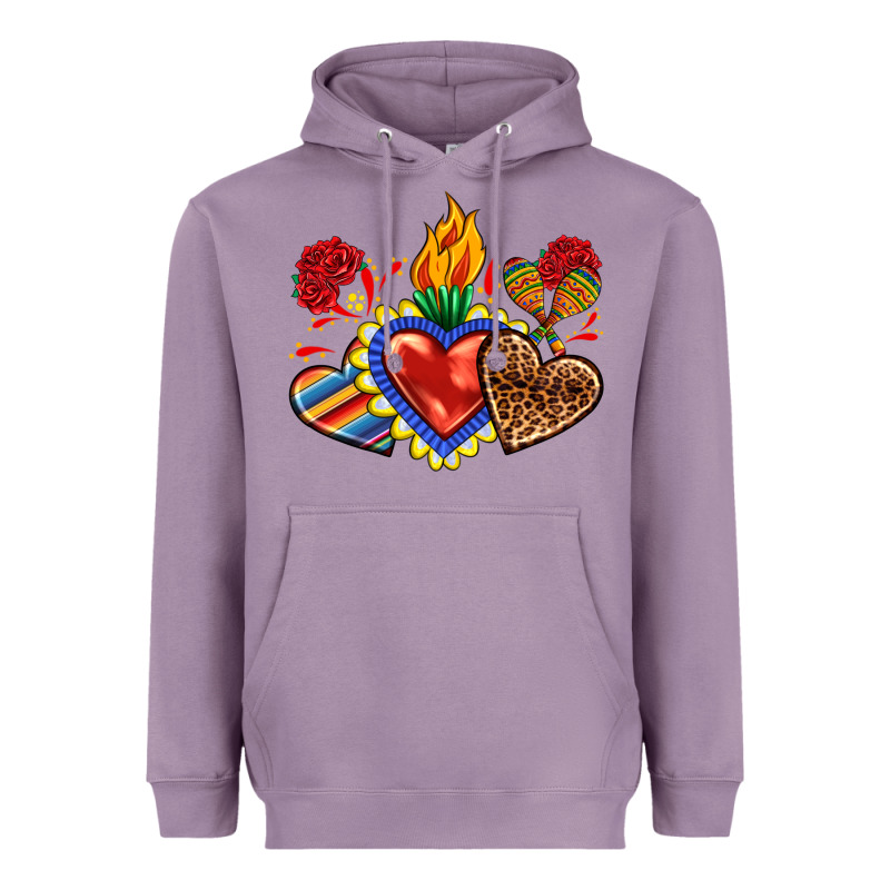 Sacred Heart With Leopard And Serape Heart Heavyweight Hoodie by RanaPortraitStore | Teevron