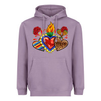 Lavender Sacred heart with leopard and serape heart Heavyweight Hoodie - RanaPortraitStore