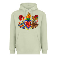 Matcha Sacred heart with leopard and serape heart Heavyweight Hoodie - RanaPortraitStore