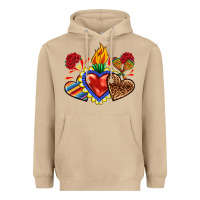 Mushroom Sacred heart with leopard and serape heart Heavyweight Hoodie - RanaPortraitStore