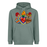 Sage Sacred heart with leopard and serape heart Heavyweight Hoodie - RanaPortraitStore