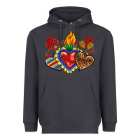 Smoke Sacred heart with leopard and serape heart Heavyweight Hoodie - RanaPortraitStore