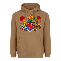 Toasted Coconut Sacred heart with leopard and serape heart Heavyweight Hoodie - RanaPortraitStore
