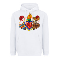 White Sacred heart with leopard and serape heart Heavyweight Hoodie - RanaPortraitStore