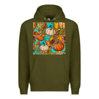 Army Green fall pumpkin seamless pattern Premium Hoodie - BundleAndBundleShop