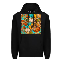 Black fall pumpkin seamless pattern Premium Hoodie - BundleAndBundleShop