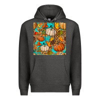 Charcoal Heather fall pumpkin seamless pattern Premium Hoodie - BundleAndBundleShop