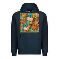 Navy fall pumpkin seamless pattern Premium Hoodie - BundleAndBundleShop