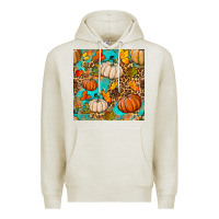 Oatmeal Heather fall pumpkin seamless pattern Premium Hoodie - BundleAndBundleShop