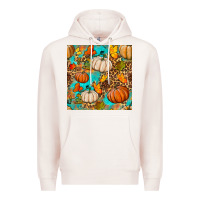Pale Pink fall pumpkin seamless pattern Premium Hoodie - BundleAndBundleShop