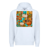 White fall pumpkin seamless pattern Premium Hoodie - BundleAndBundleShop