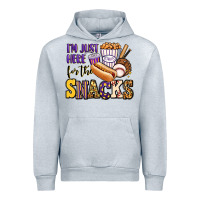 Heather Grey i'm just here for the snacks baseball purple and g Urban Hoodie - Jasminsmagicworld