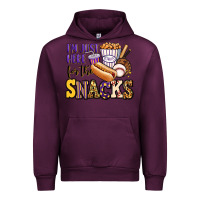 Mauve Wine i'm just here for the snacks baseball purple and g Urban Hoodie - Jasminsmagicworld