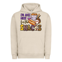 Pigment French Oak i'm just here for the snacks baseball purple and g Urban Hoodie - Jasminsmagicworld