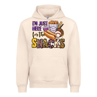 Sandshell i'm just here for the snacks baseball purple and g Urban Hoodie - Jasminsmagicworld