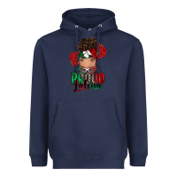 Navy Proud Latina messy bun Heavyweight Hoodie - RanaPortraitStore