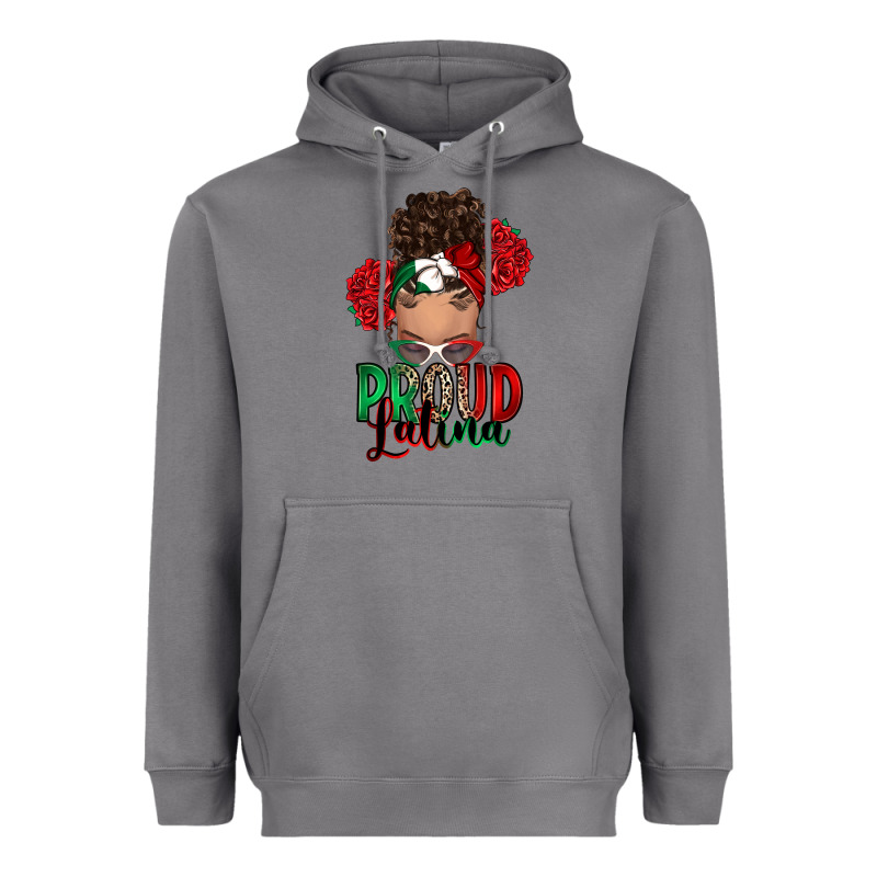 Proud Latina Messy Bun Heavyweight Hoodie by RanaPortraitStore | Teevron