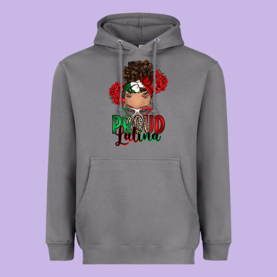 Heavyweight Hoodie Proud Latina messy bun