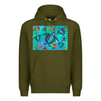 Army Green Turtle Seashells Starfish Premium Hoodie - Artiststas