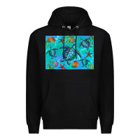 Black Turtle Seashells Starfish Premium Hoodie - Artiststas