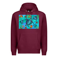 Burgundy Turtle Seashells Starfish Premium Hoodie - Artiststas