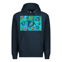 Navy Turtle Seashells Starfish Premium Hoodie - Artiststas