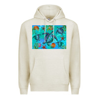 Oatmeal Heather Turtle Seashells Starfish Premium Hoodie - Artiststas