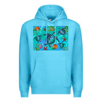 Ocean Blue Turtle Seashells Starfish Premium Hoodie - Artiststas
