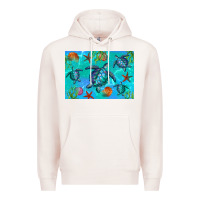 Pale Pink Turtle Seashells Starfish Premium Hoodie - Artiststas