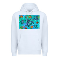 White Turtle Seashells Starfish Premium Hoodie - Artiststas