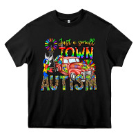 Black Just a Girl Small Town Autism Heavy Core Tee - CowhideDigitalArt