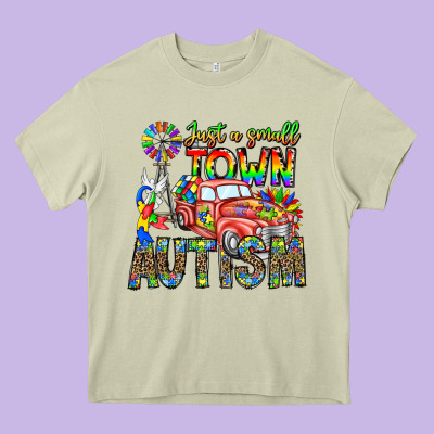 Just A Girl Small Town Autism Heavy Core Tee Designed By Cowhidedigitalart