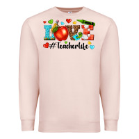 Pale Pink love teacher life Premium Sweatshirt - texasbilliewilder