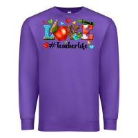 Purple love teacher life Premium Sweatshirt - texasbilliewilder