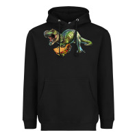 Black T-Rex dinosaur holding a taco Heavyweight Hoodie - RanaPortraitStore