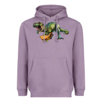 Lavender T-Rex dinosaur holding a taco Heavyweight Hoodie - RanaPortraitStore
