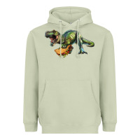 Matcha T-Rex dinosaur holding a taco Heavyweight Hoodie - RanaPortraitStore