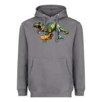 Storm T-Rex dinosaur holding a taco Heavyweight Hoodie - RanaPortraitStore