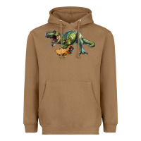 Toasted Coconut T-Rex dinosaur holding a taco Heavyweight Hoodie - RanaPortraitStore
