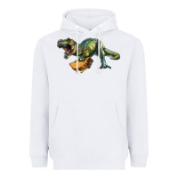 White T-Rex dinosaur holding a taco Heavyweight Hoodie - RanaPortraitStore