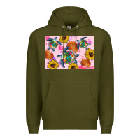 Army Green Sunflowers Turtle Premium Hoodie - Artiststas