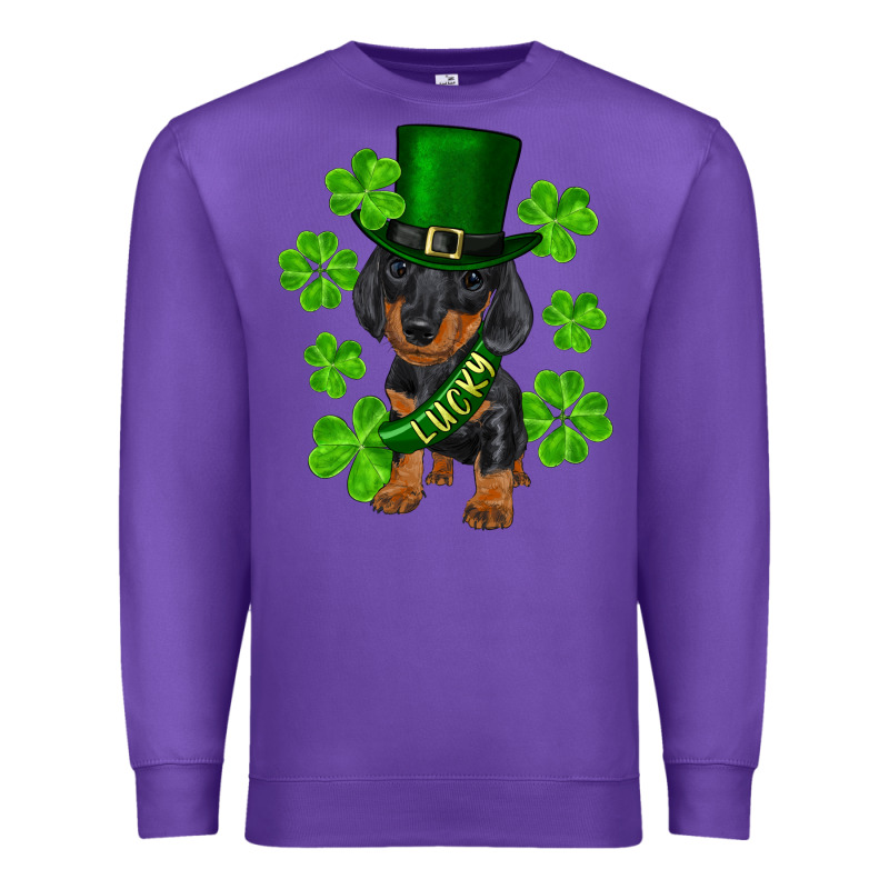 St. Patrick's Day Lucky Dachshund Puppy Premium Sweatshirt by RanaPortraitStore | Teevron