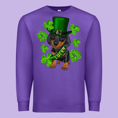 St. Patrick's Day Lucky Dachshund Puppy Premium Sweatshirt Designed By Ranaportraitstore