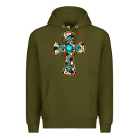 Army Green cowhide gemstone  cross Premium Hoodie - JahusDesignShop